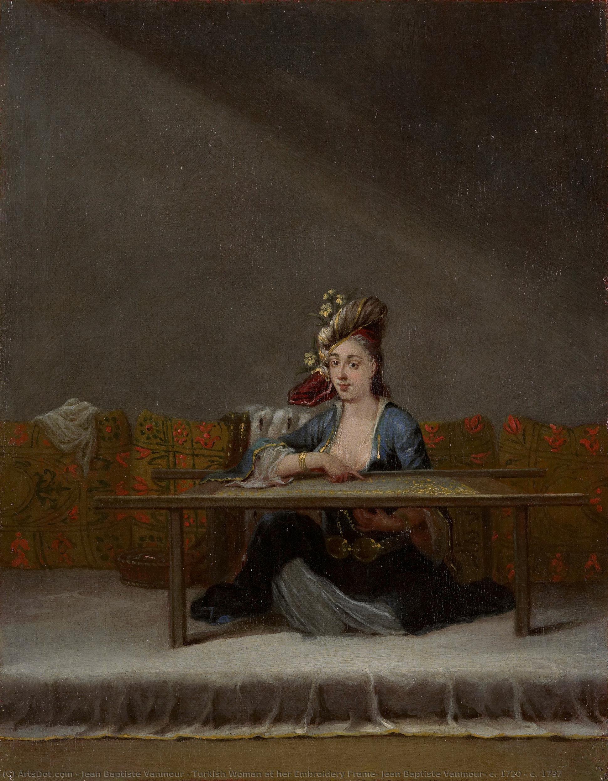 Turkish Woman At Her Embroidery Frame, Jean Baptiste Vanmour, C. 1720 - C. 1737 — Jean Baptiste Vanmour
