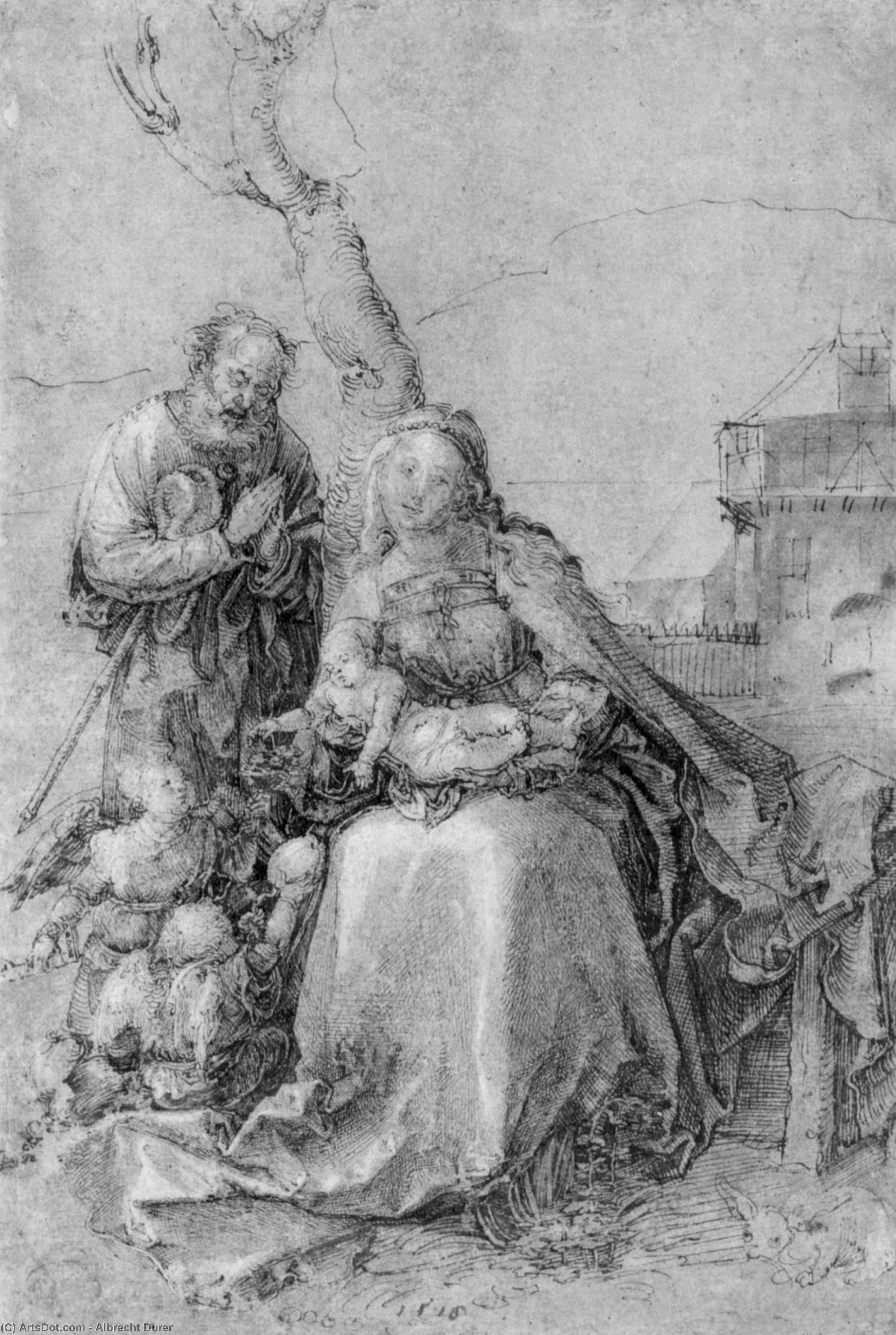 The Holy Family With Angels Under Trees — Albrecht Dürer