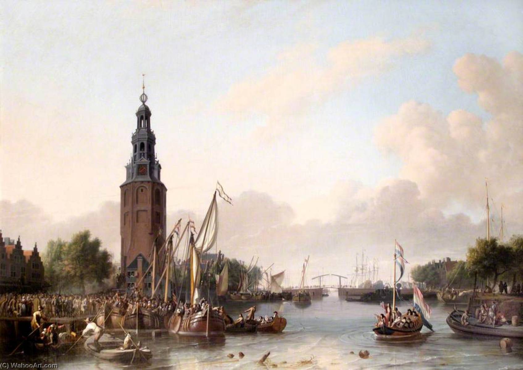Soldiers Of The Dutch East India Company Embarking At The Montelbaans Tower, Amsterdam — Ludolf Backhuysen I