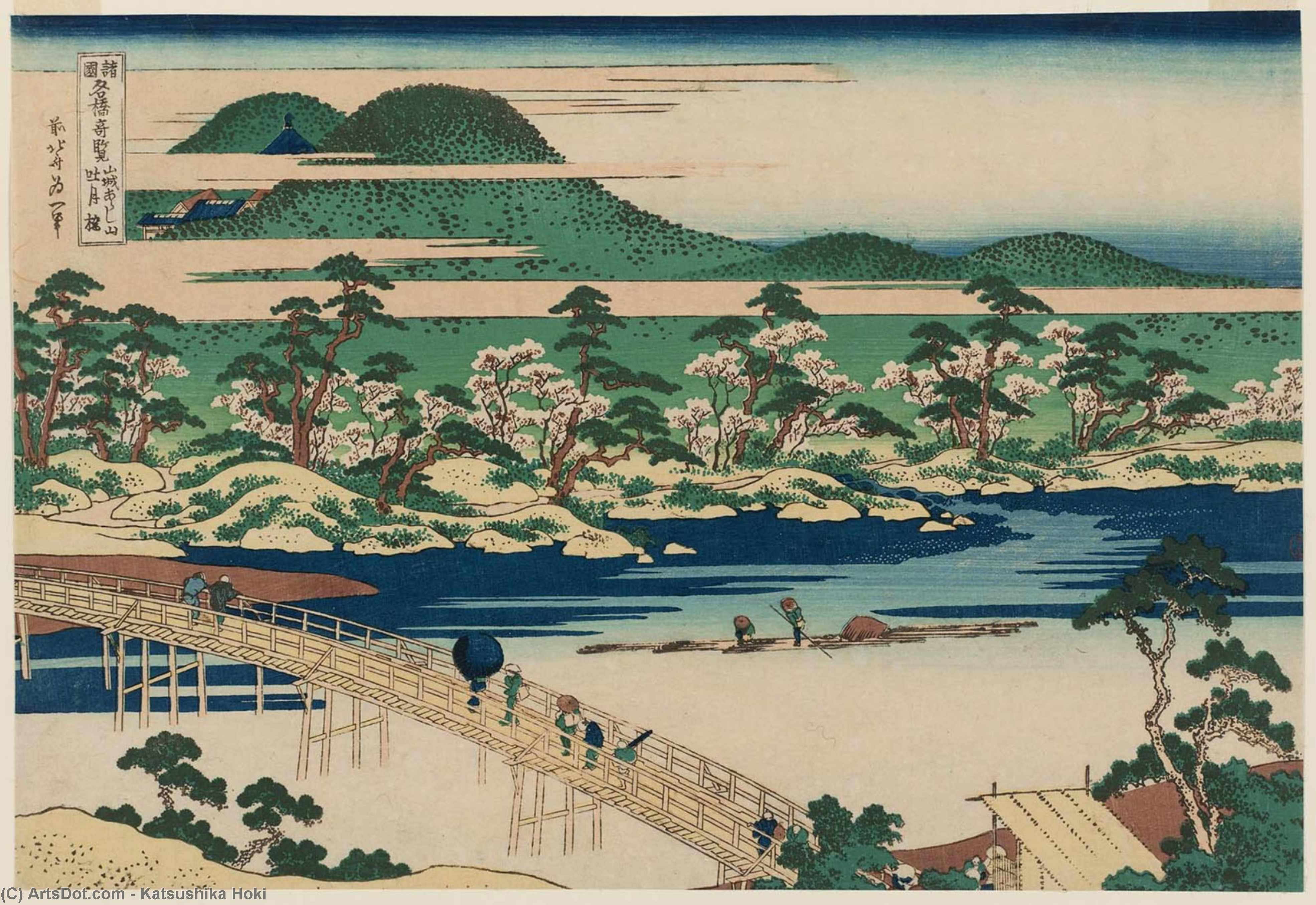 The Togetsu Bridge At Arashiyama In Yamashiro Province — Katsushika Hokusai