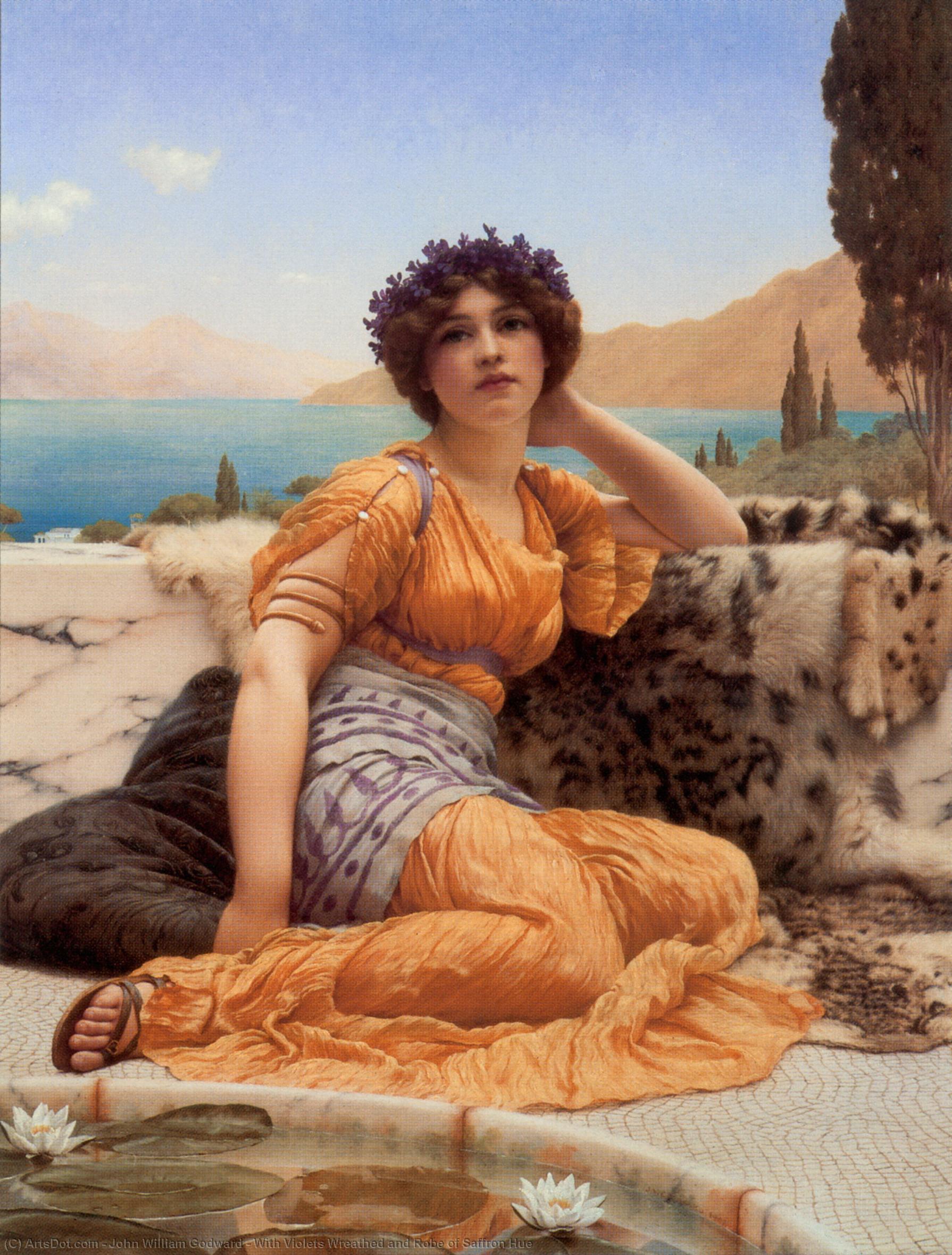With Violets Wreathed And Robe Of Saffron Hue — R.b.a John William Godward