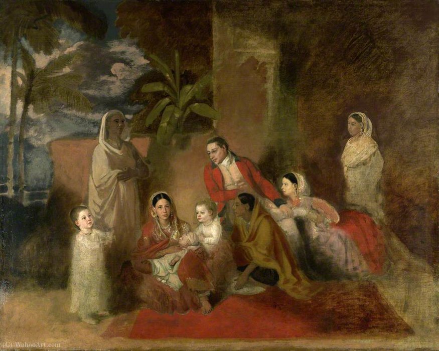 Major William Palmer With His Second Wife, The Mughal Princess Bibi Faiz Bakhsh — Johann Zoffany