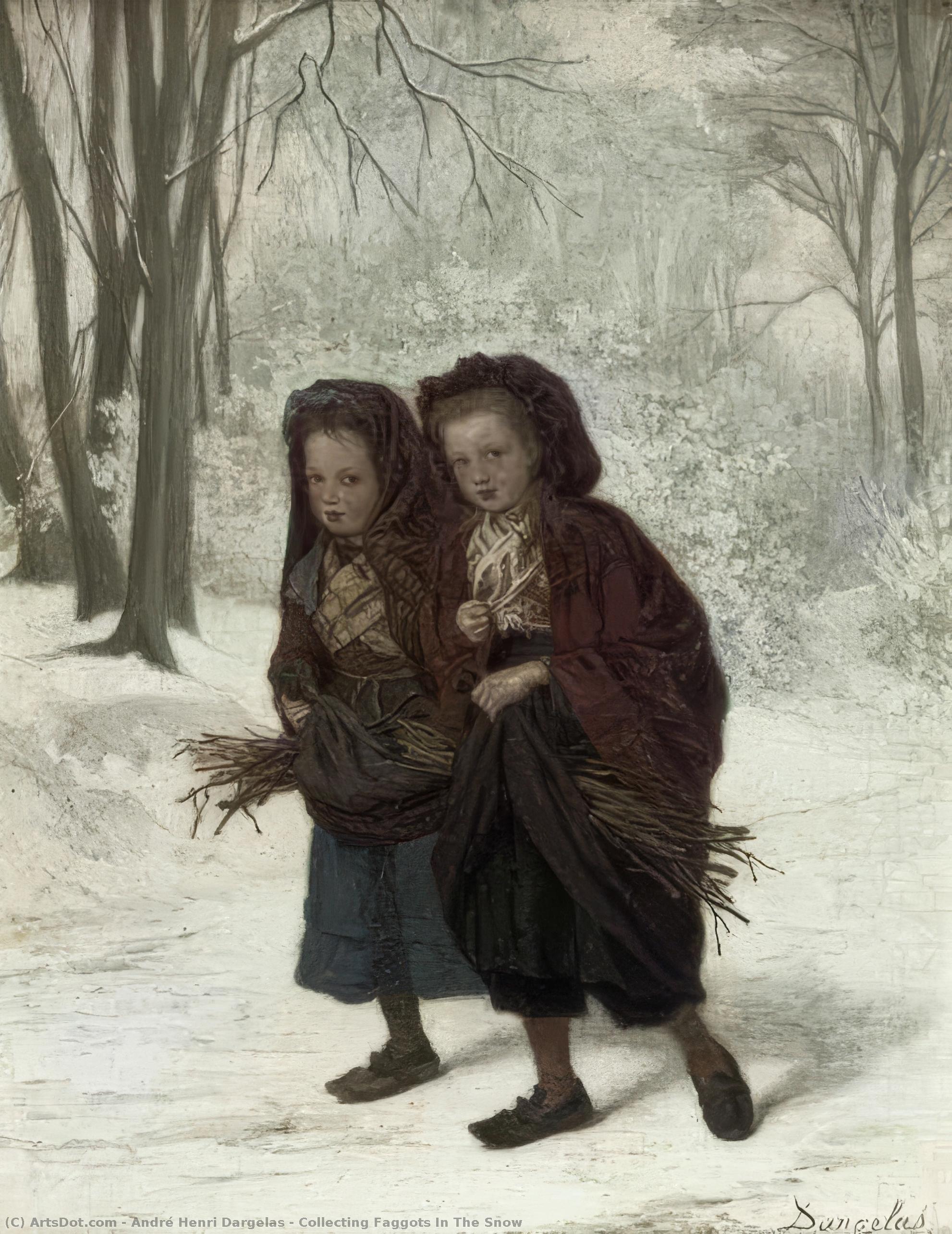 Collecting Faggots In The Snow — Andre Henri Dargelas