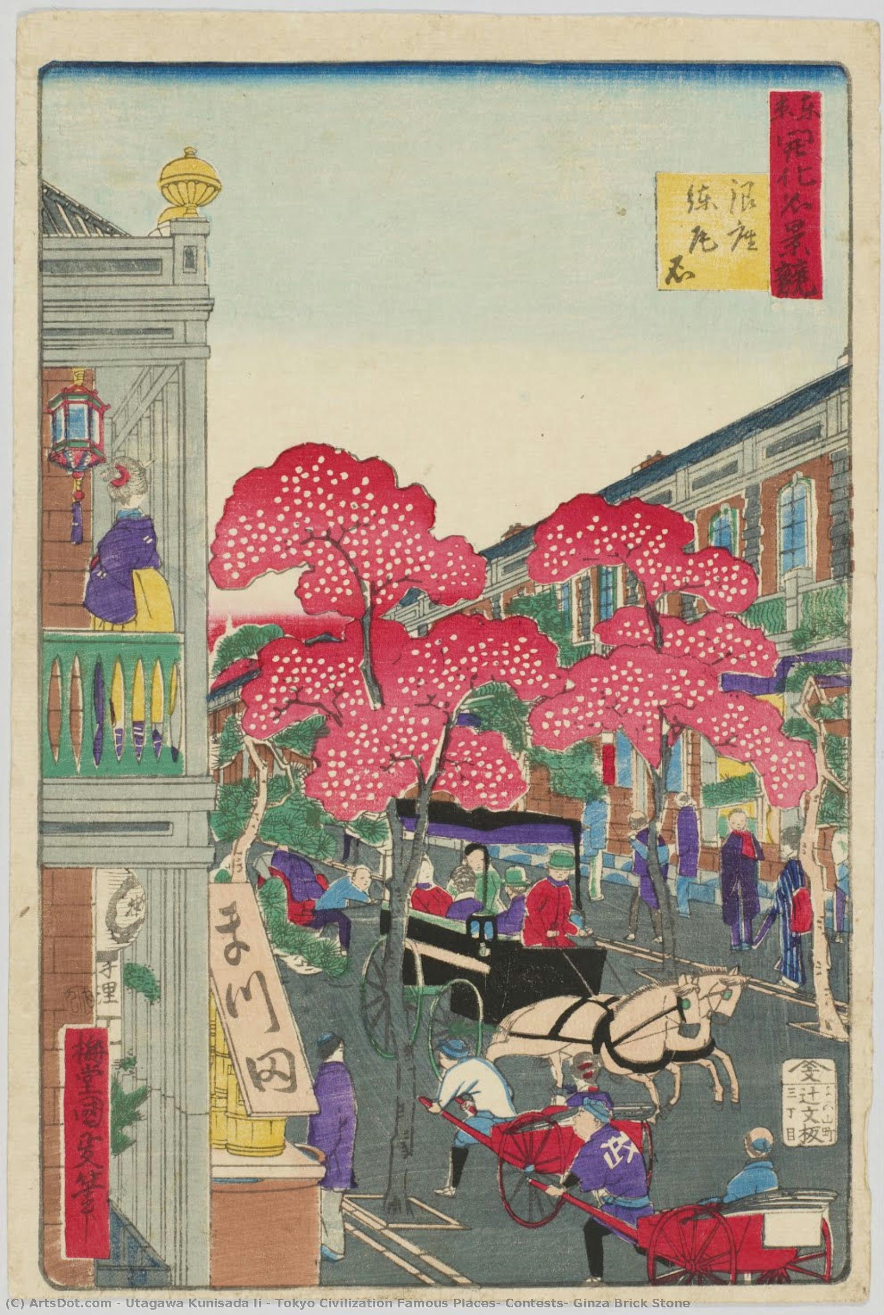 Tokyo Civilization Famous Places: Contests: Ginza Brick Stone — Utagawa Kunisada Ii
