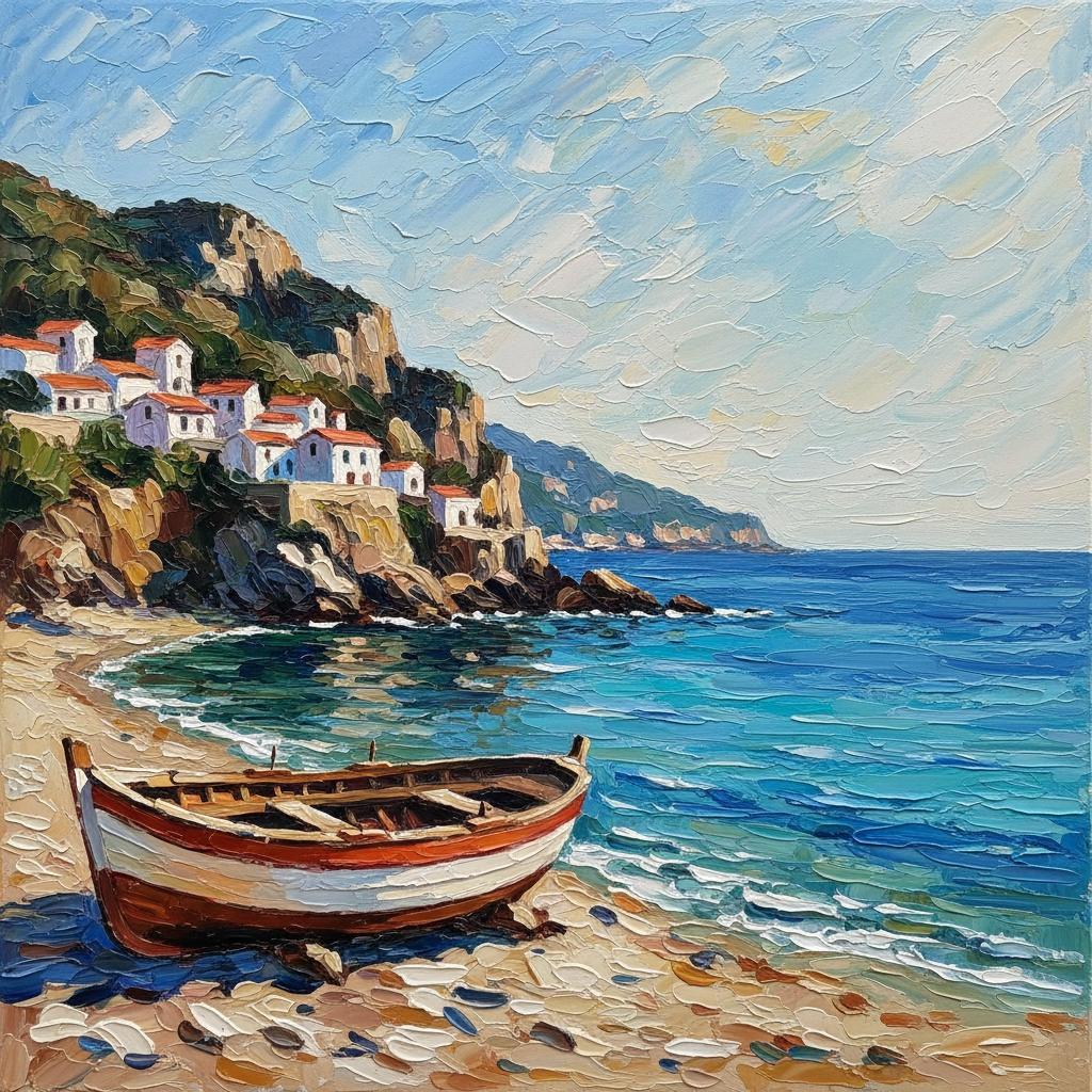Solitude In Cerulean: A Textured Study Of Coastal Light And Timeless Shores — Christian Noiret