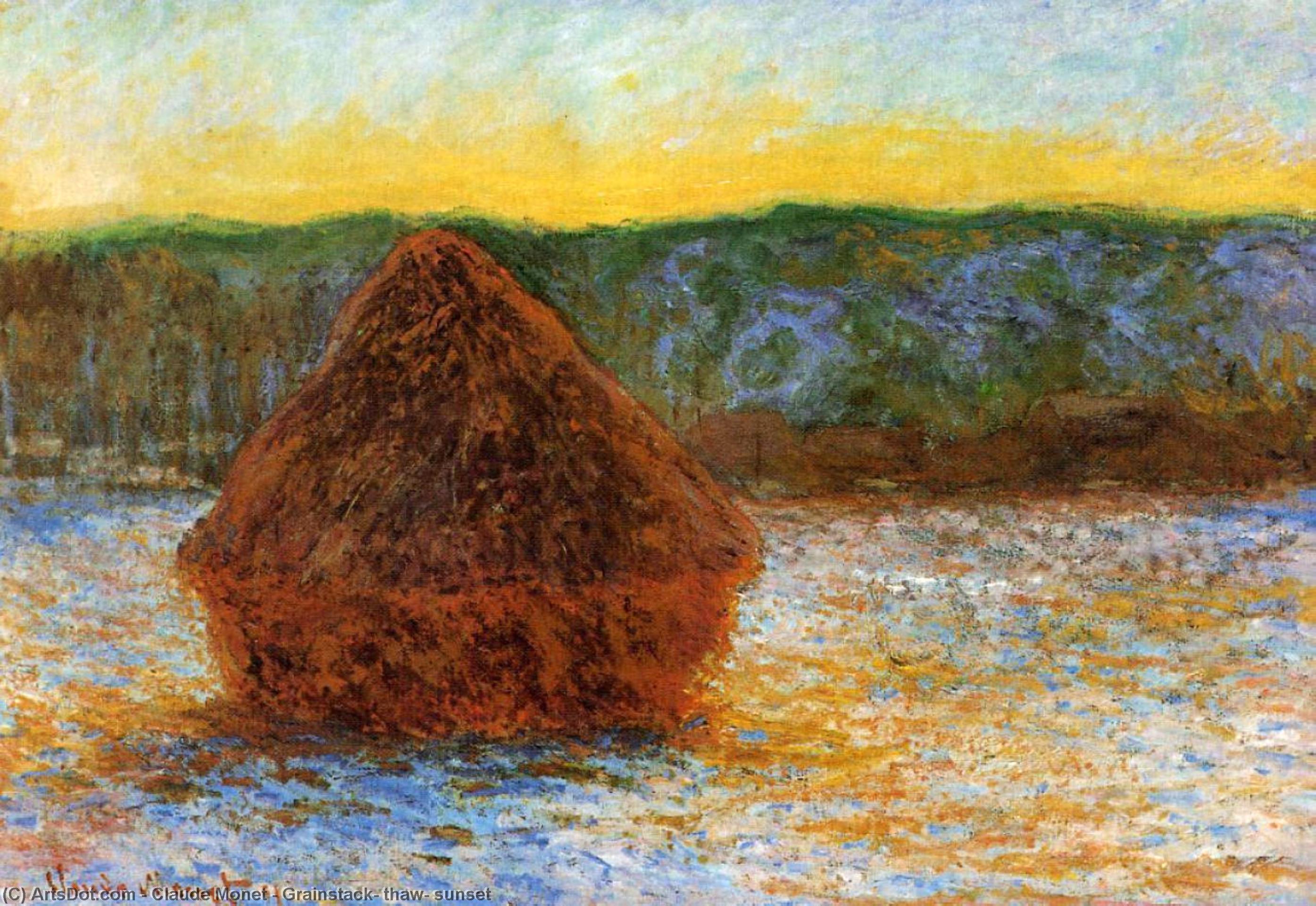 Grainstack, Thaw, Sunset — クロード・モネ