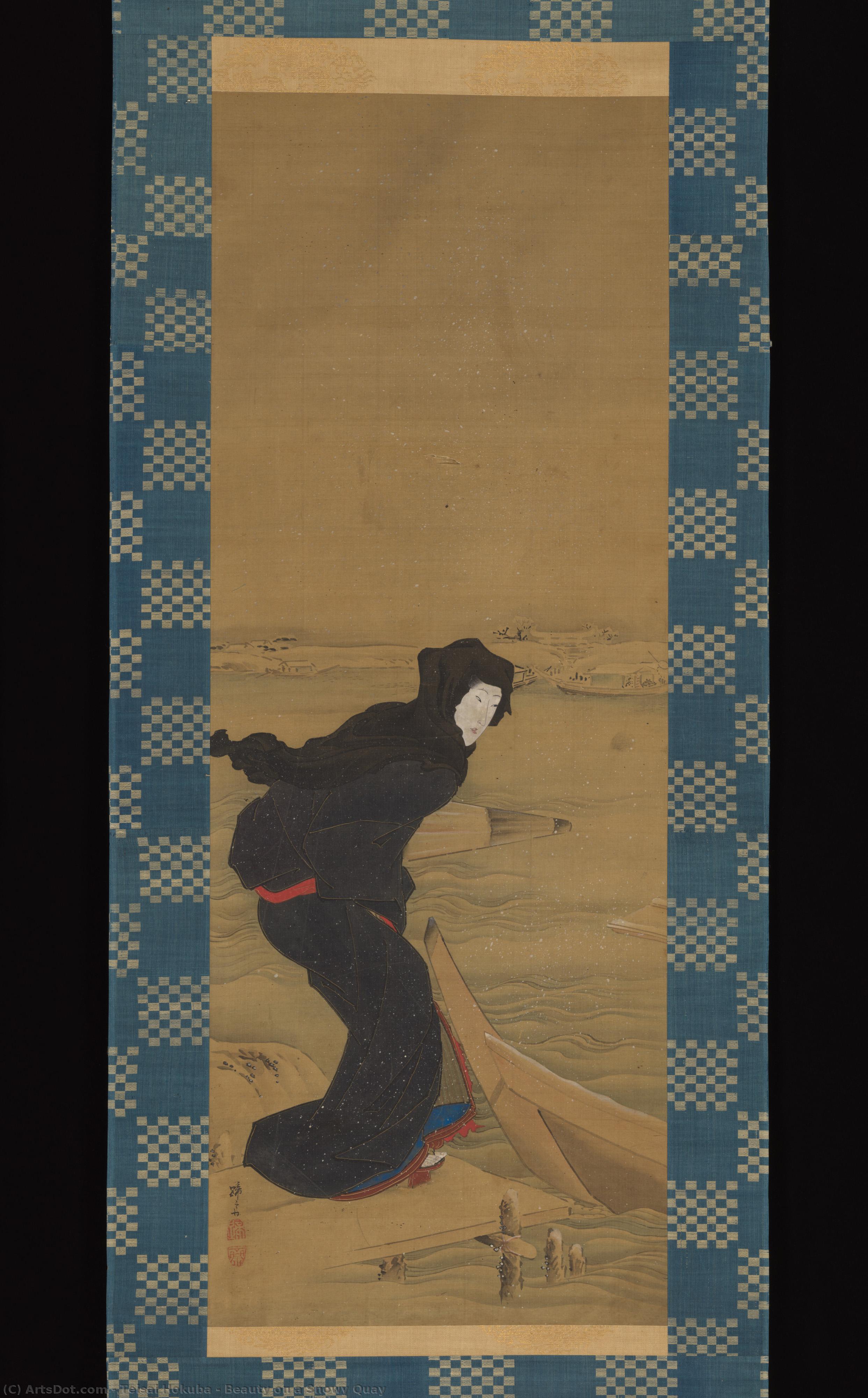 Beauty On A Snowy Quay — Teisai Hokuba