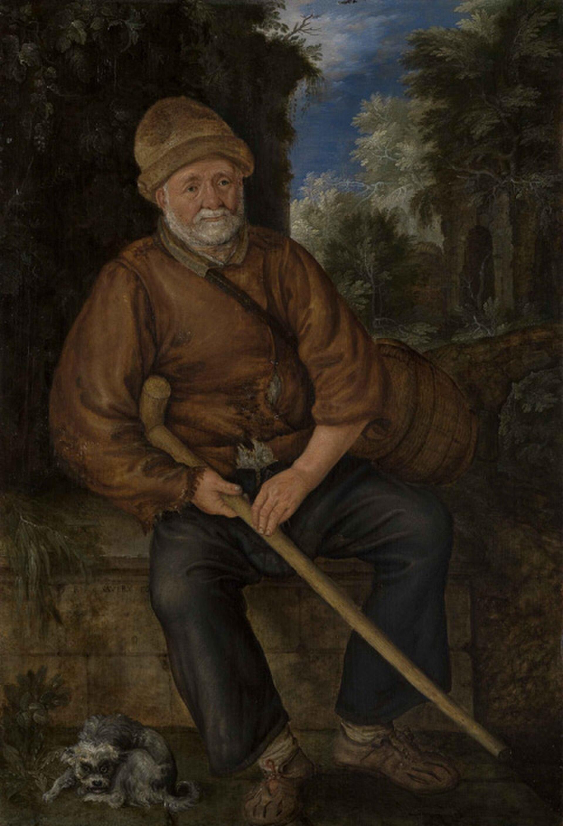 Old Farmer Resting Together With A Dog — Roelant Savery