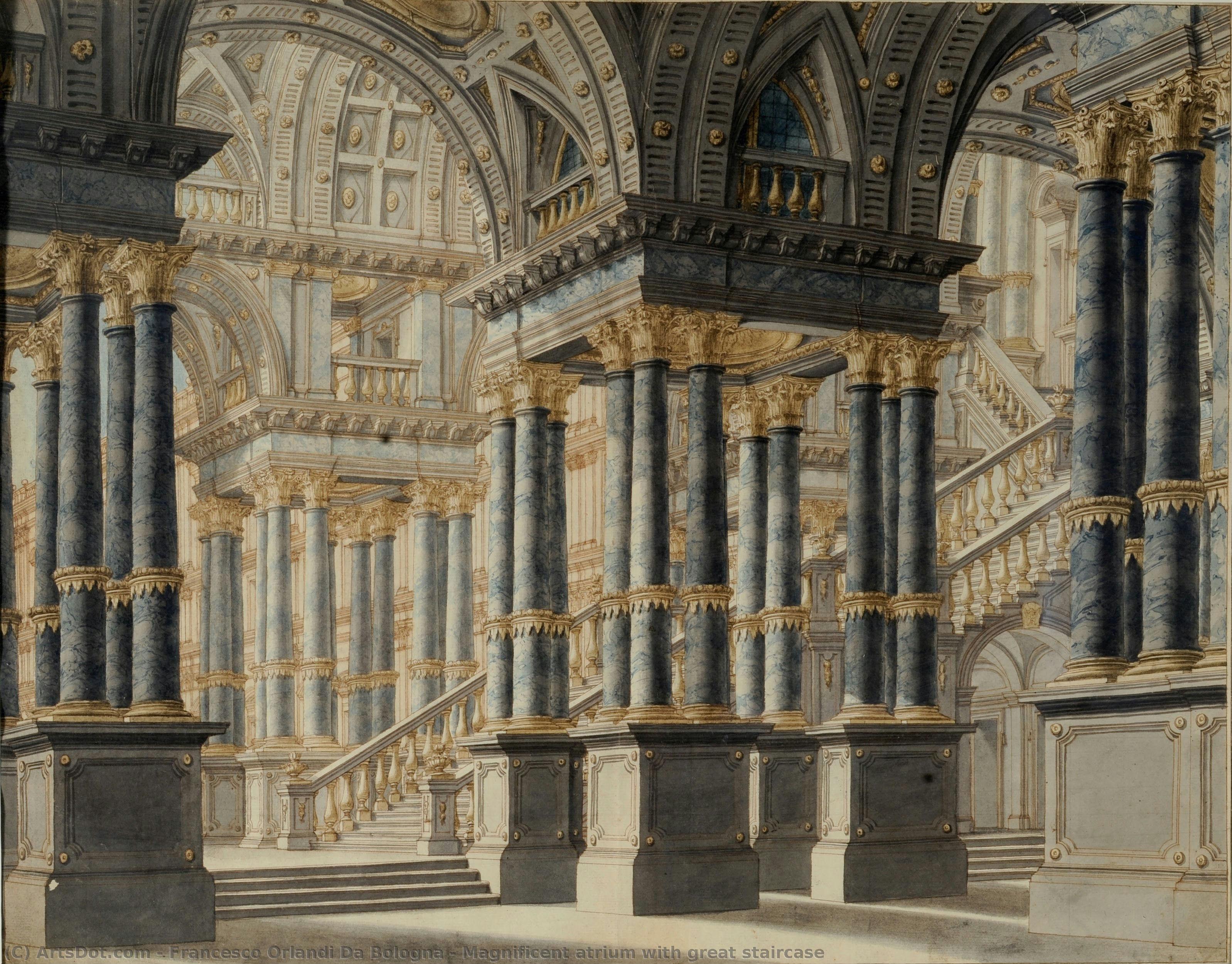 Magnificent Atrium With Great Staircase — Francesco Orlandi Da Bologna