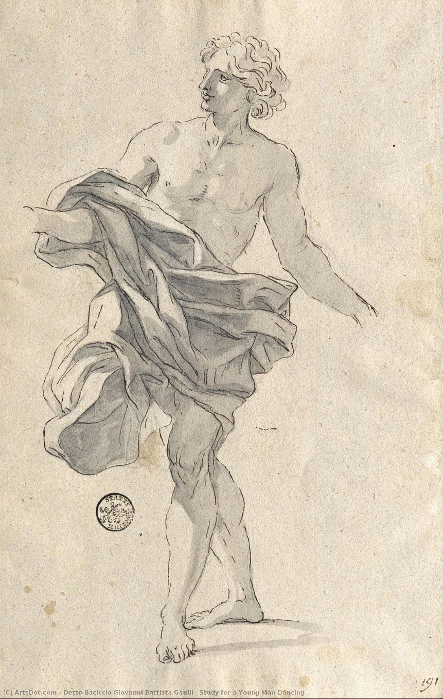Study For A Young Man Dancing — Detto Baciccio Giovanni Battista Gaulli