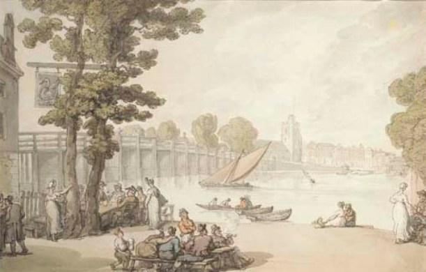 The Garden Of The Swan Inn By Putney Bridge — Thomas Rowlandson