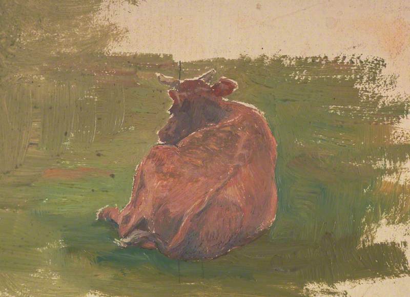 Rear View Of A Cow Lying Down — Otto Theodor Leyde