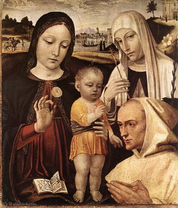 Madonna And Child, St Catherine And The Blessed Stefano Maco — Ambrogio Da Fossano (ambrogio Bergognone)