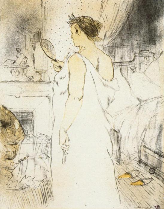 Elles. Woman Looking Into A Hand Held Mirror — Henri De Toulouse-lautrec