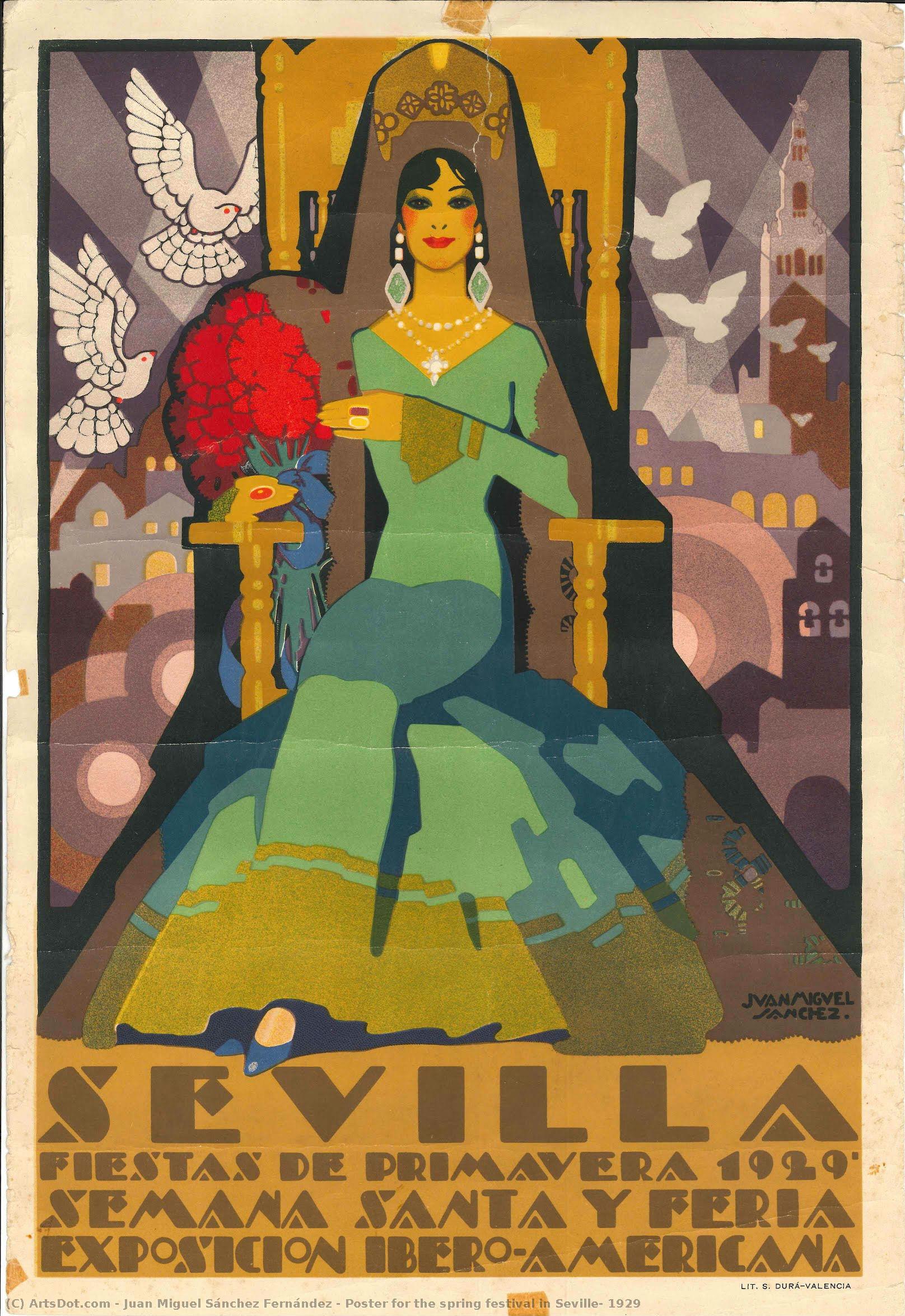 Poster For The Spring Festival In Seville, 1929 — Juan Miguel Sánchez Fernández