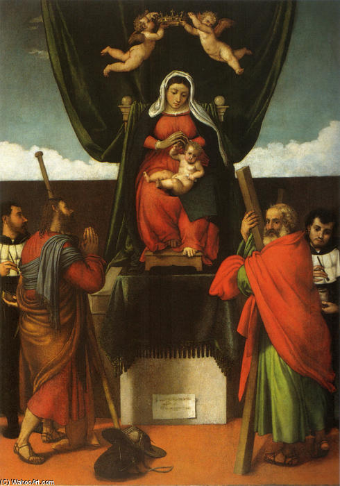 Madonna And Child Enthroned With Four Saints — Lorenzo Lotto