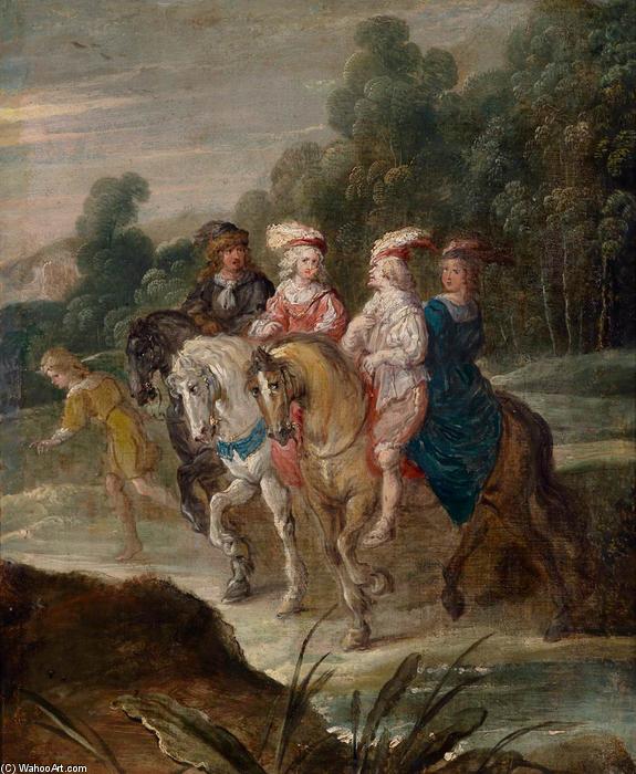 Landscape With An Elegant Party On Horseback — Hans Iii Jordaens