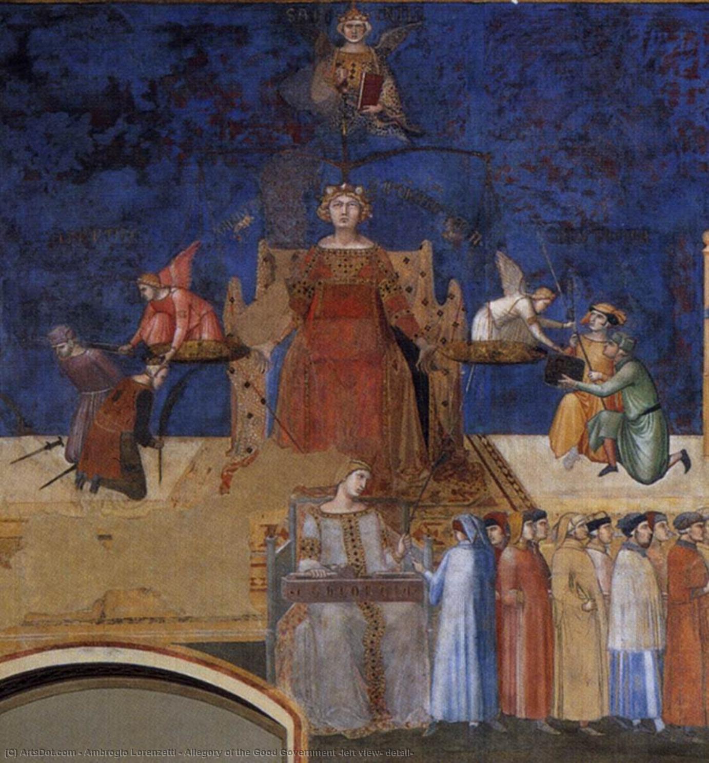 Allegory Of The Good Government (left View, Detail) — Ambrogio Lorenzetti