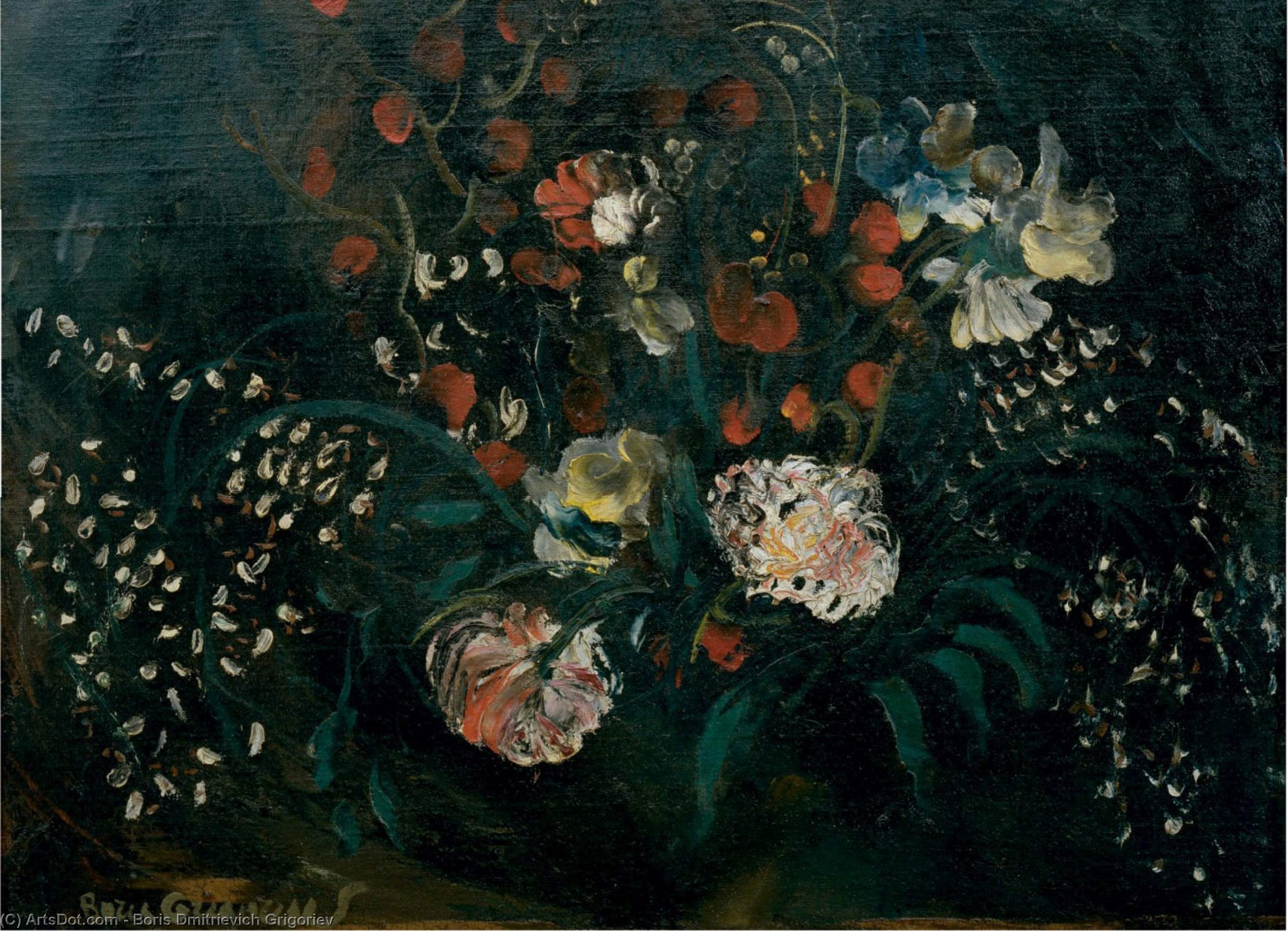 Still-life With Flowers — Boris Dmitrievich Grigoriev