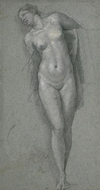 Nude Woman Standing, Arms Behind His Back, Head Tilted To The Left — Sebastiano Del Piombo