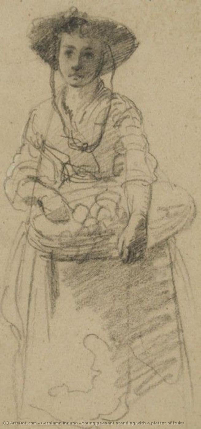 Young Peasant Standing With A Platter Of Fruits — Gerolamo Induno