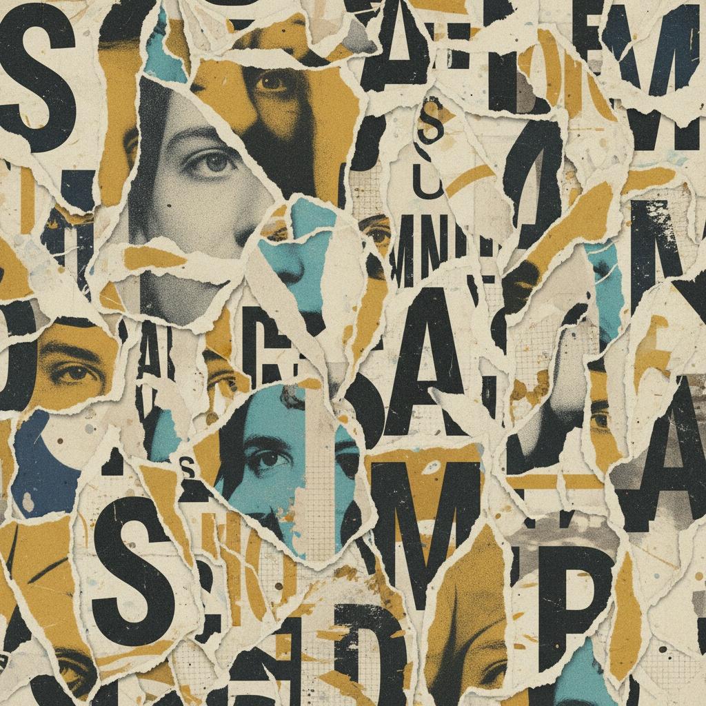 Ecos Fragmentados De Tipografía Y Visión En Un Collage Tonal Tenue — Laurent Picard
