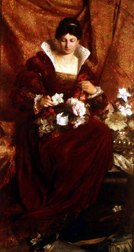 A Lady Arranging Flowers — Sir Hubert Von Herkomer