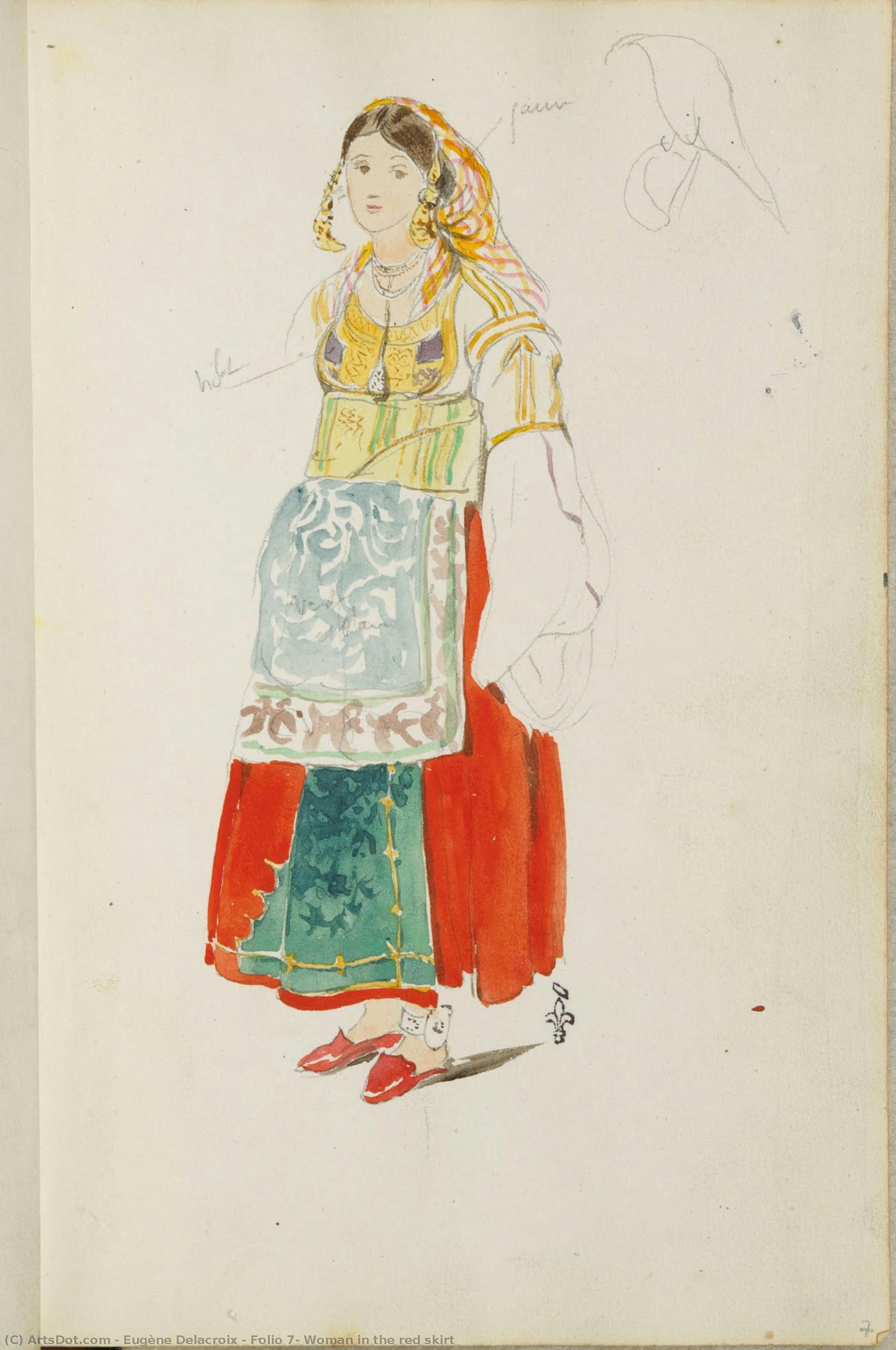 Folio 7, Woman In The Red Skirt — Eugène Delacroix
