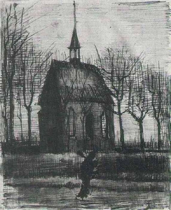Kirche In Nuenen Mit Einer Figur — Vincent Willem Van Gogh