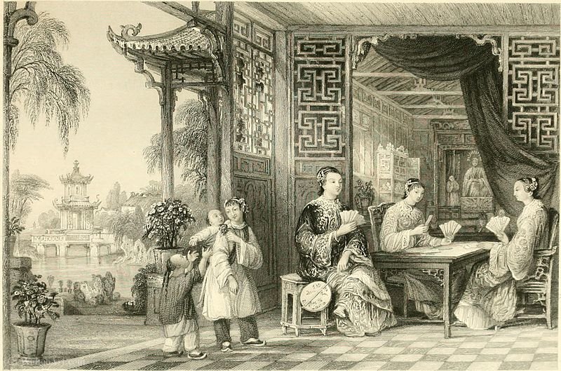 Ladies Of A Mandarin's Family At Cards — Thomas Allom