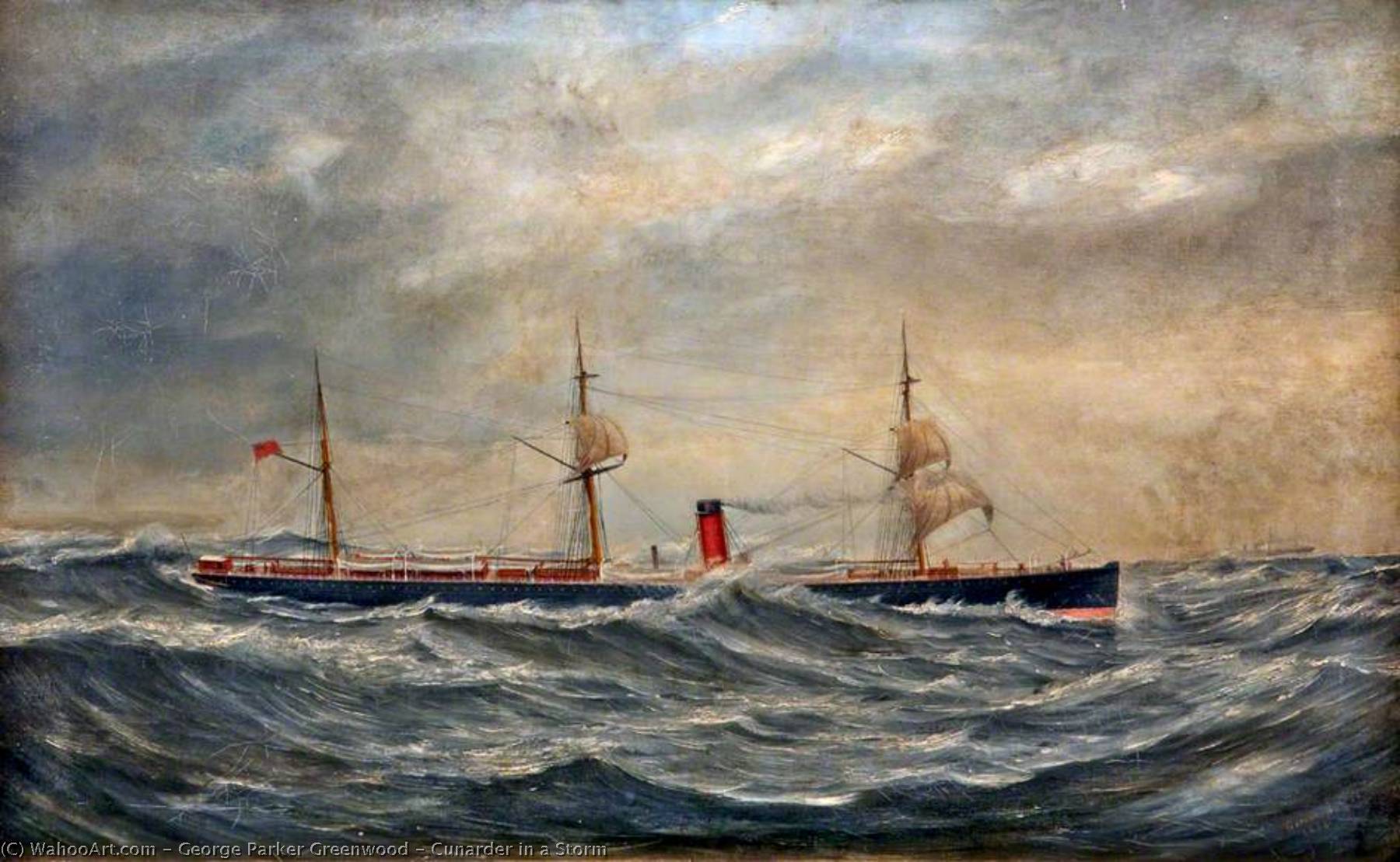 Cunarder In A Storm — George Parker Greenwood