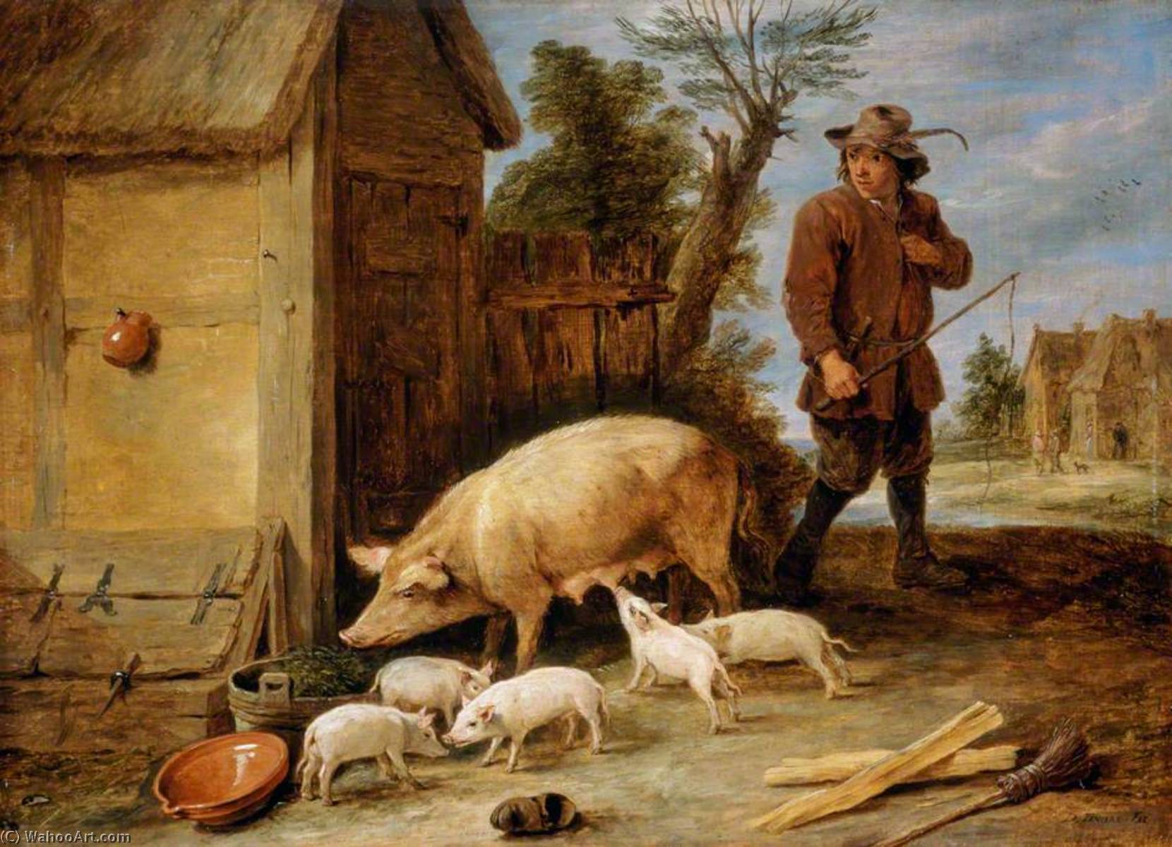 A Sow And Her Litter — David Teniers Ii Le Jeune