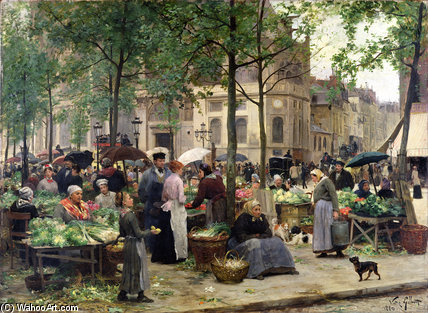 The Square In Front Of Les Halles — Victor Gabriel Gilbert