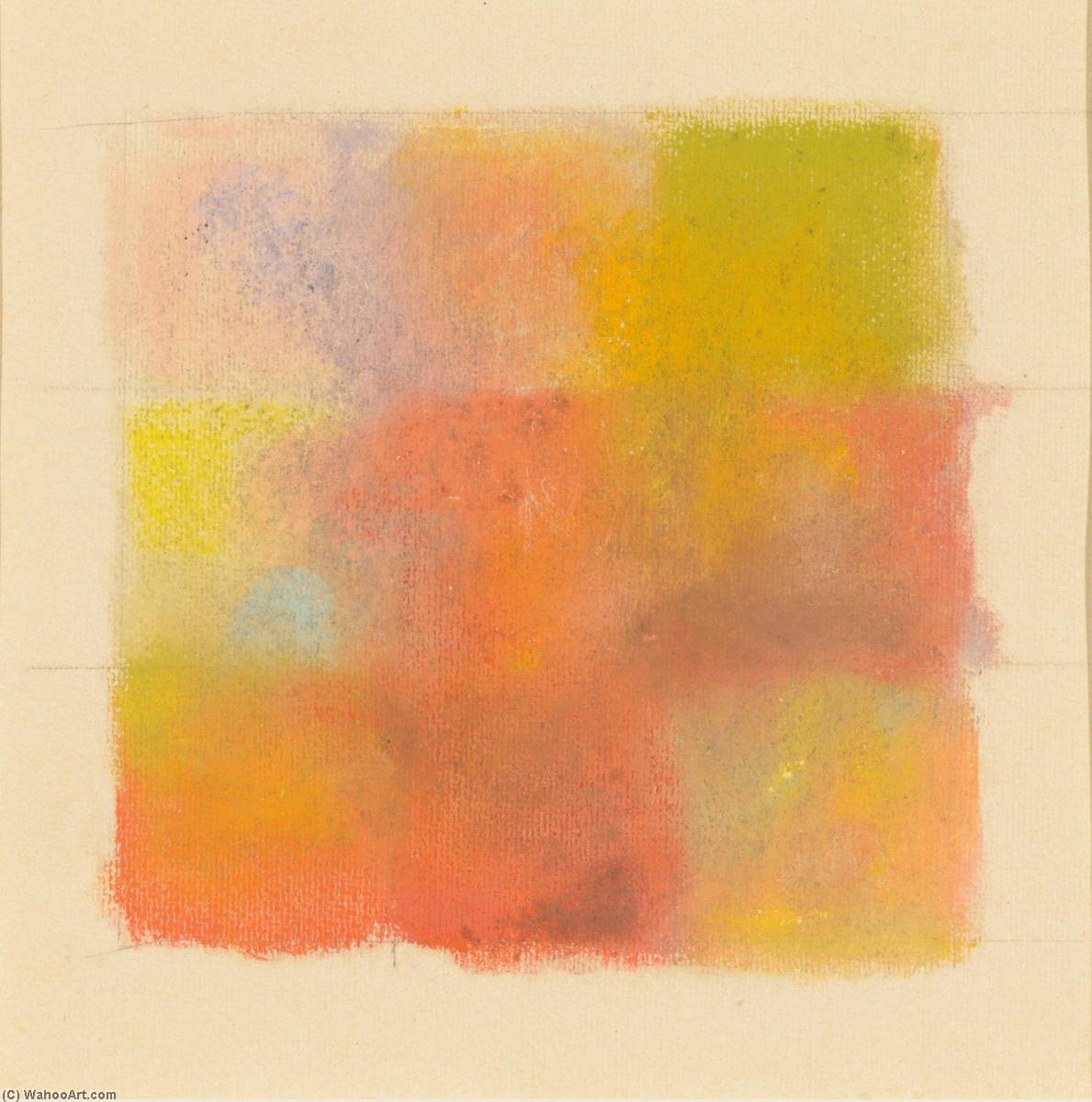 Abstraktion In Orange, Gelb Und Grün Farbstudie Mit Neun Feldern — Augusto Giacometti