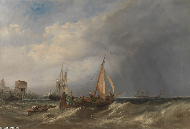A Dutch Barge And Merchantmen Running Out Of Rotterdam — Clarkson Frederick Stanfield