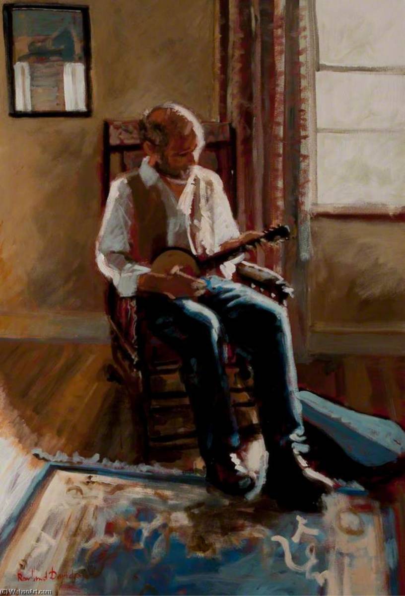 Gentleman Seated Playing The Banjo — Rowland Davidson