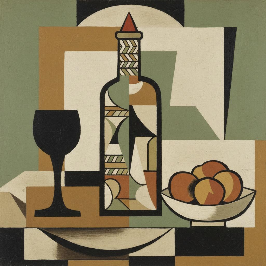 Fragmented Stillness In Ochre And Shadow: A Singular Cubist Study — Marc Duvallier