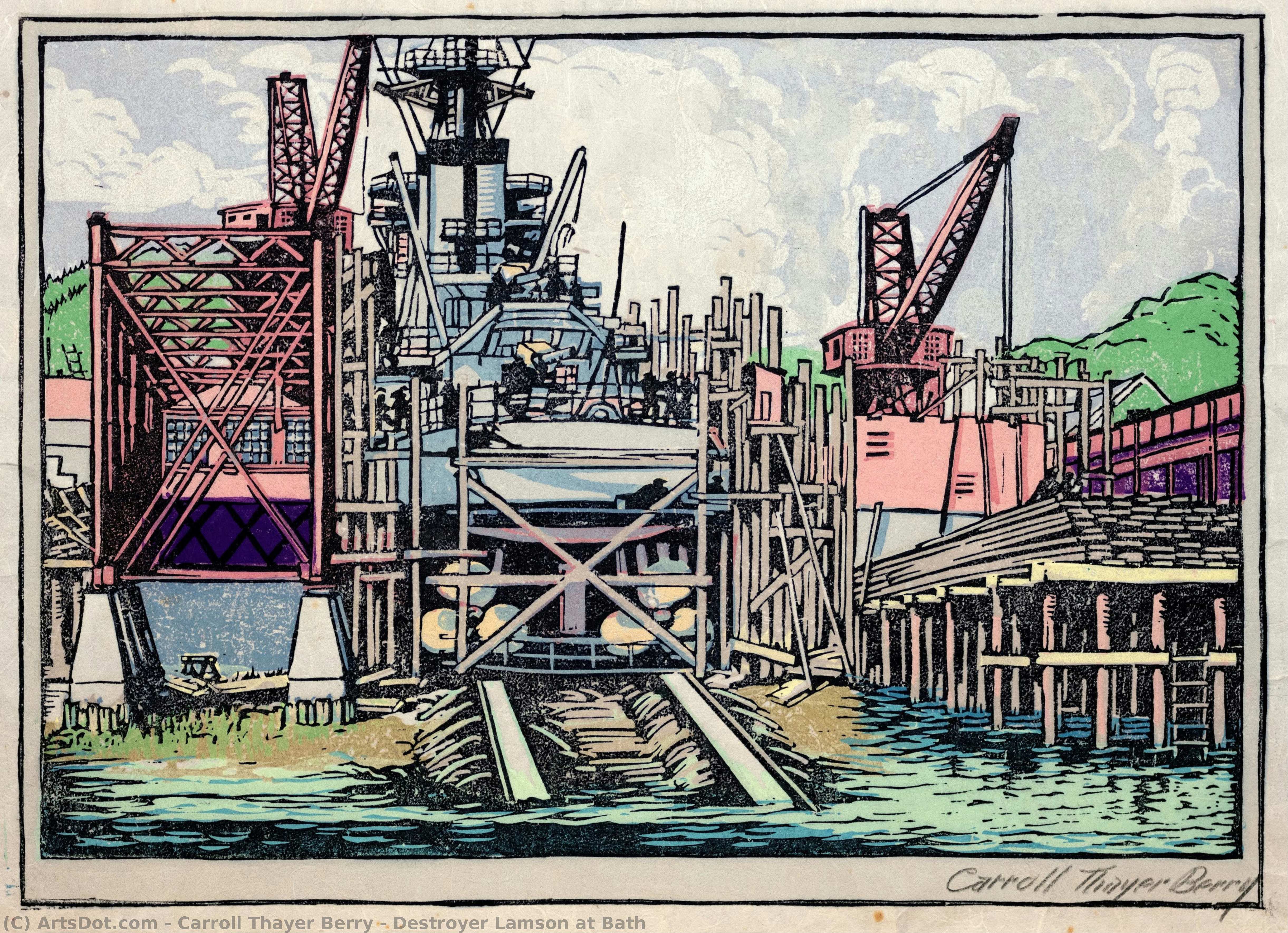 Destroyer Lamson At Bath — Carroll Thayer Berry