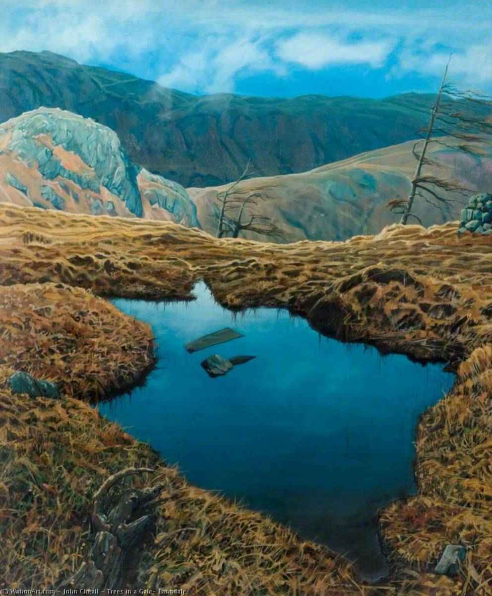 Trees In A Gale, Langdale — John Cheall