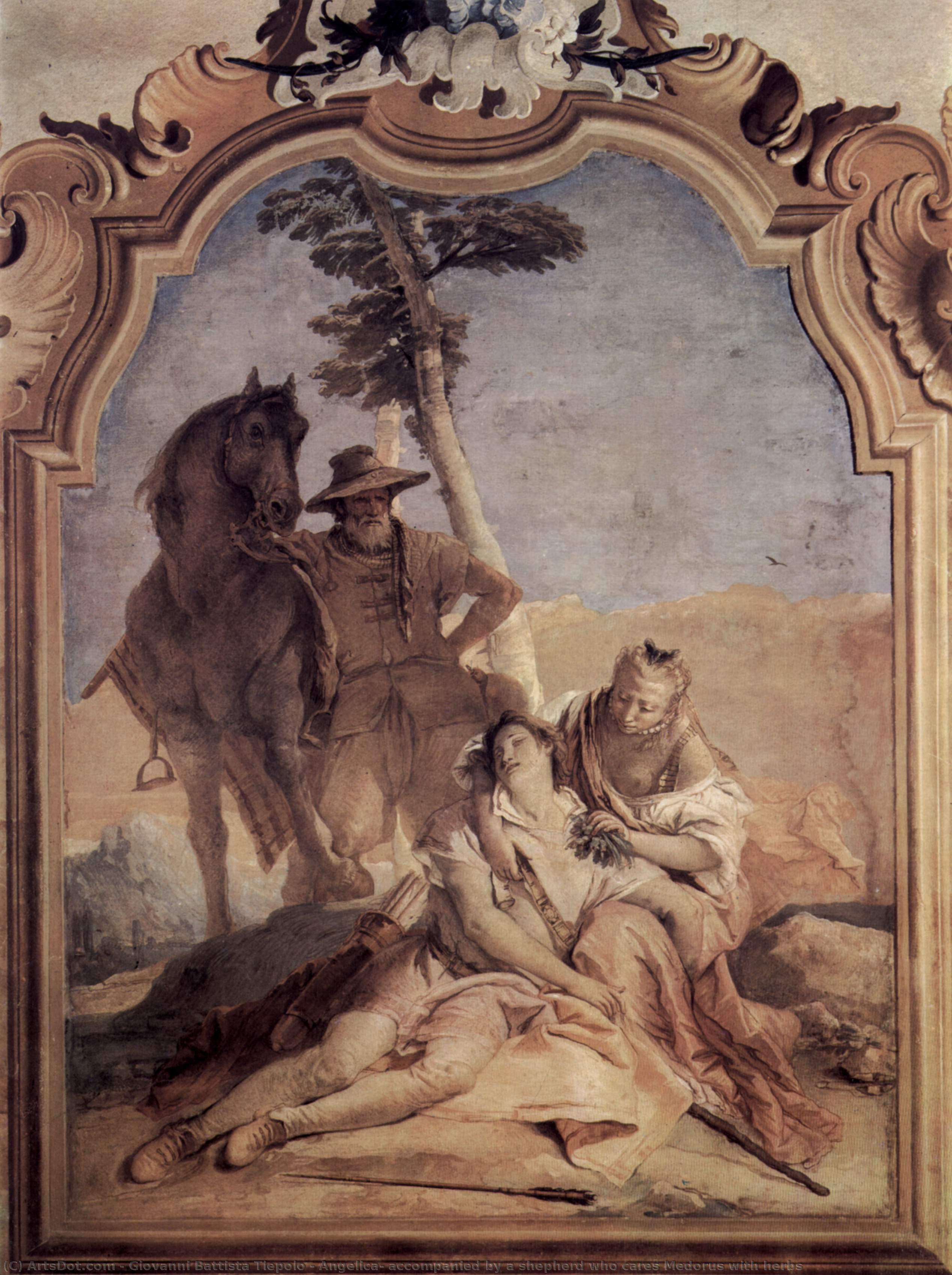 Angelica, Accompanied By A Shepherd Who Cares Medorus With Herbs — Giambattista Tiepolo