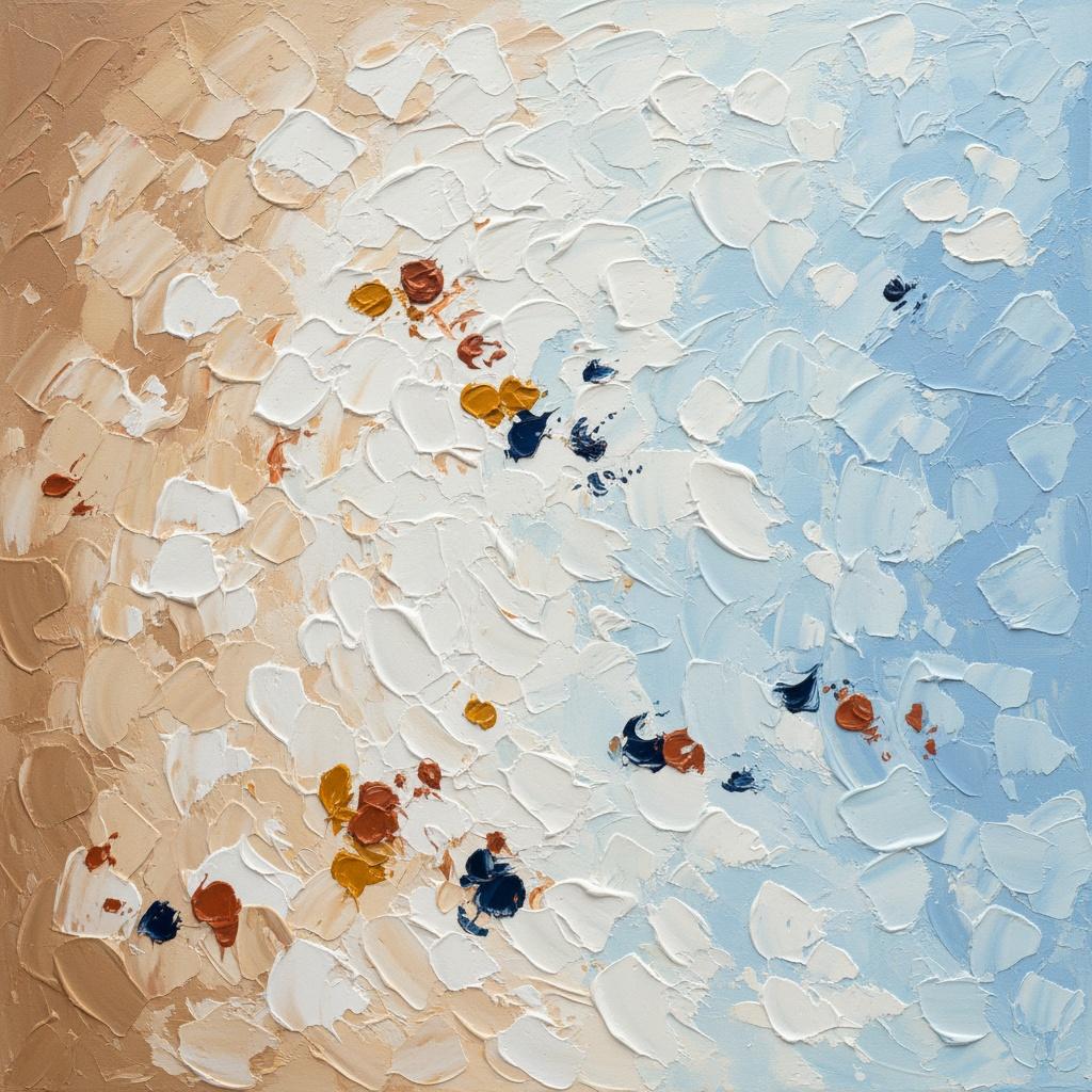 Ätherische Konvergenz Von Ocker Und Azurblau In Einem Skulpturalen Impasto-meisterwerk — David Moreau