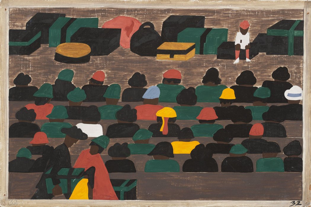 The Railroad Stations In The South Were Crowded With People Leaving For The North — Jacob Lawrence