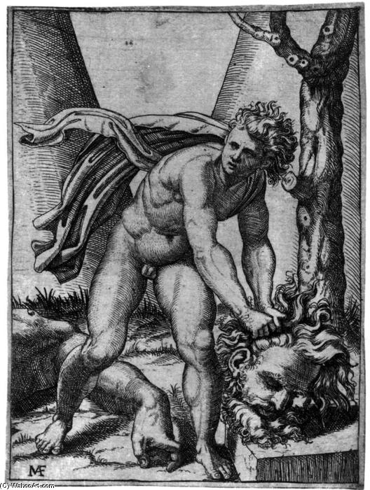 David And Goliath — Marcantonio Raimondi