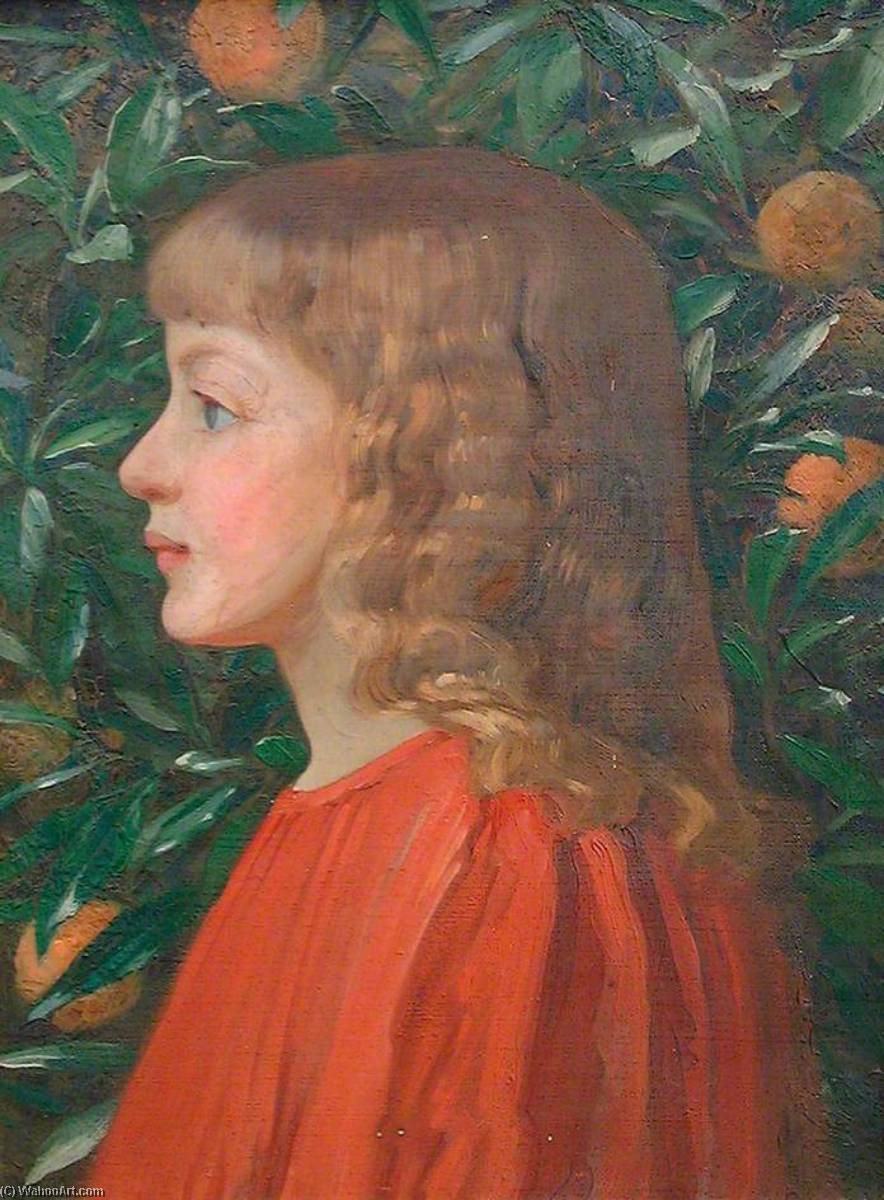 Portrait Of A Girl Against An Orange Tree — William Herbert Allen