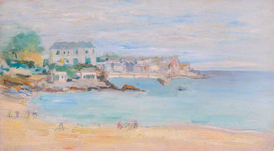 Coastal Town And Beach — Margaret Sidney Davies