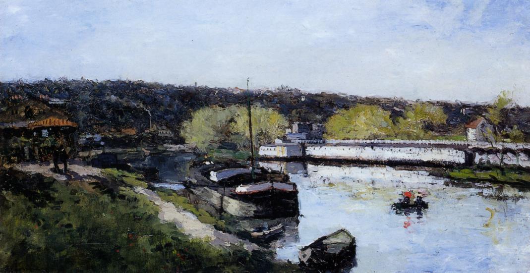 Barge On The Seine At Basd-meudon — Albert-charles Lebourg
