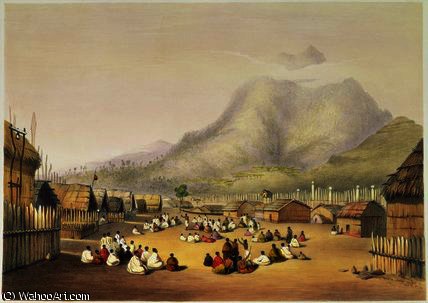 Tu Kaitote, The Pah Of Te Whero Whero — George French Angas