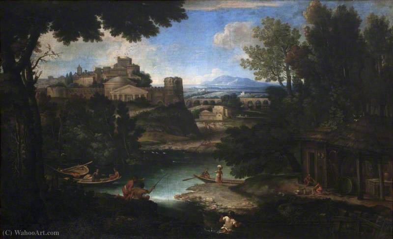 River Scene With Classic — Giovanni Francesco Grimaldi
