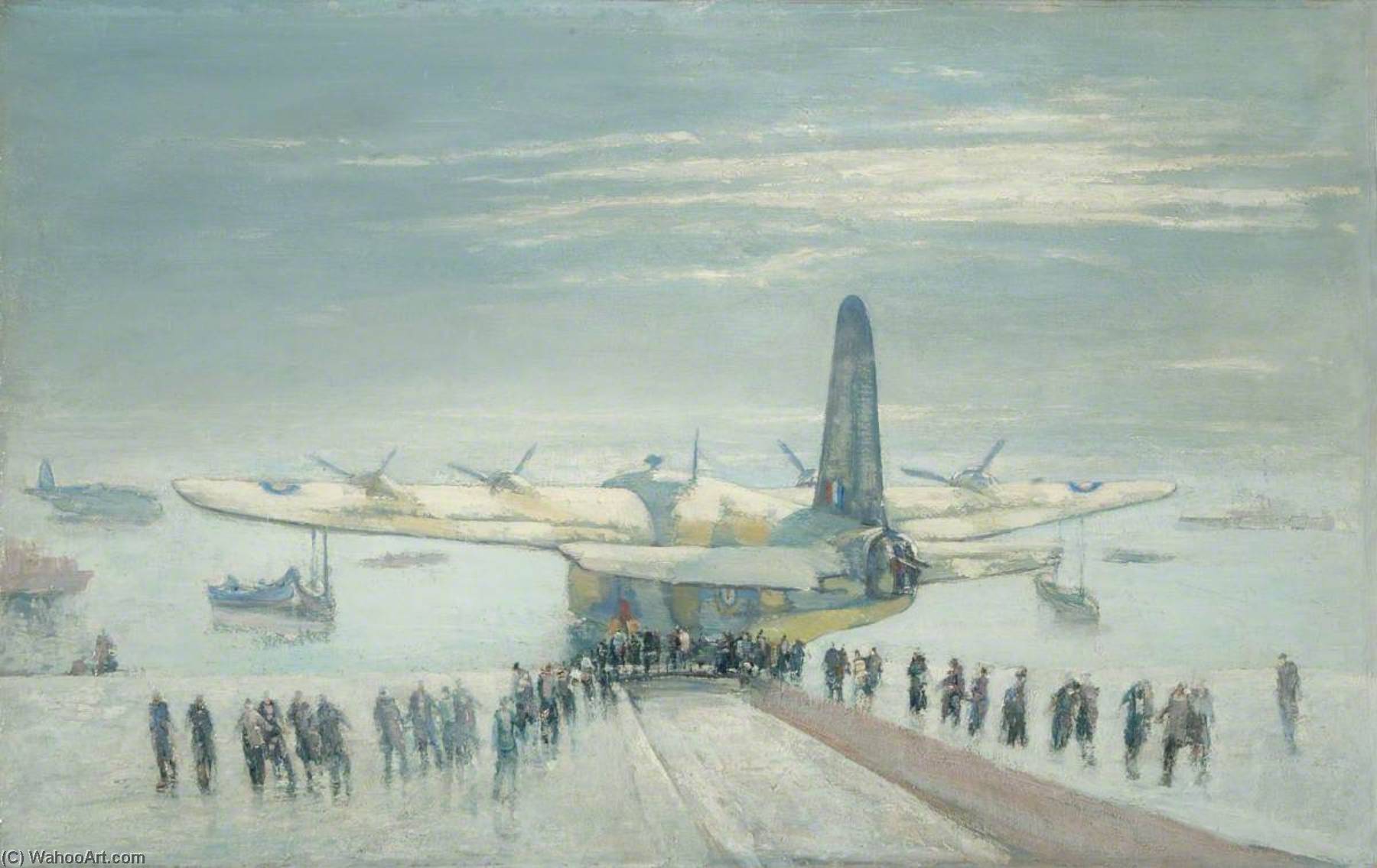 A Sunderland Being Hauled Up The Slipway — Charles Ernest Cundall