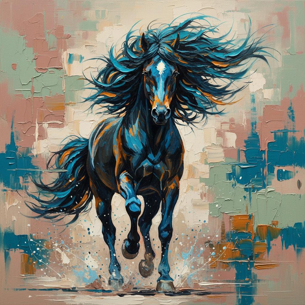 Midnight Gallop: A Monumental Study Of Kinetic Motion And Impasto Texture — Christian Noiret